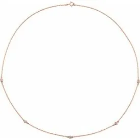 14K Rose 1/4 CTW Natural Diamond 5-Station 18" Necklace