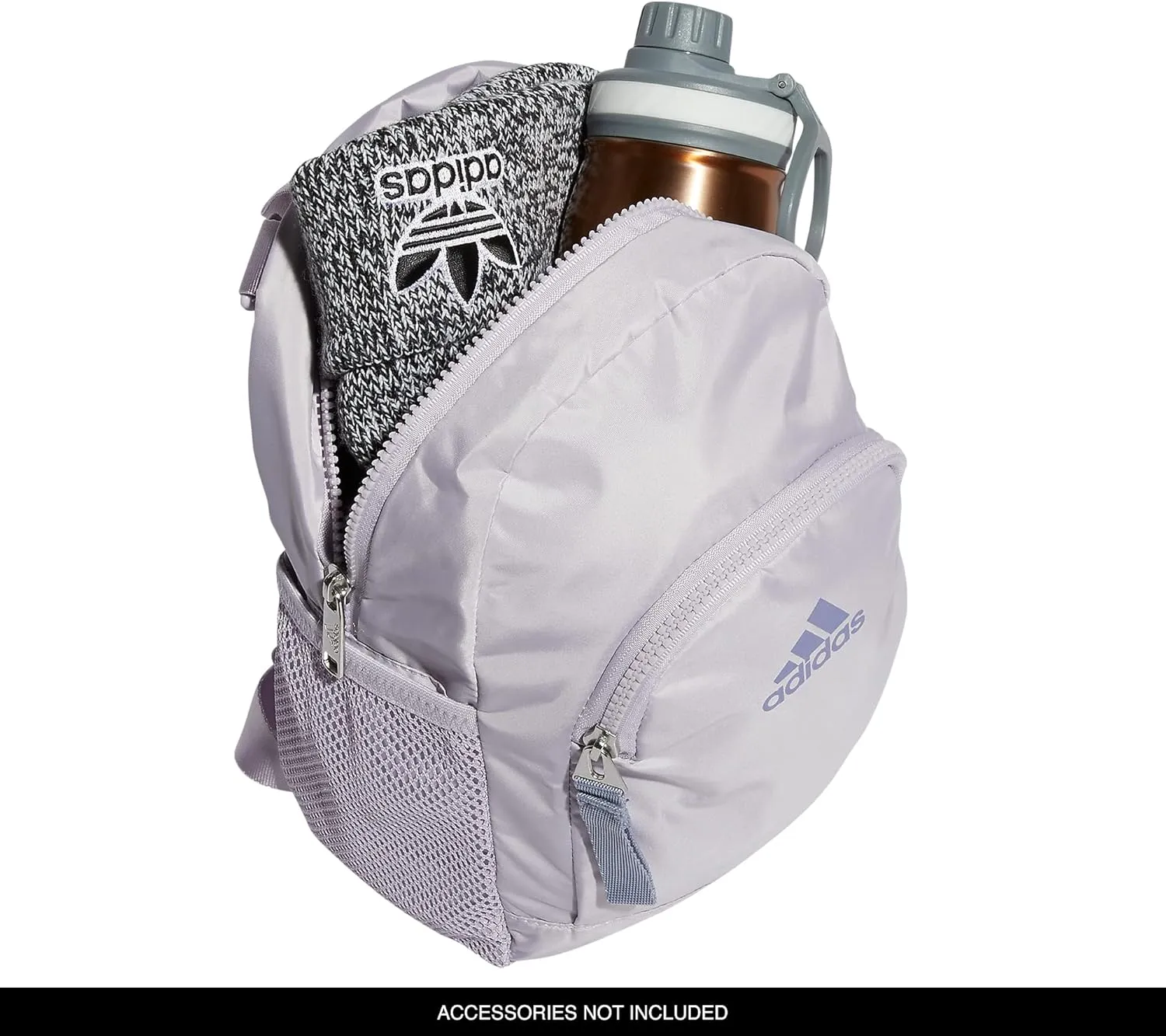 adidas Linear Travel Bag Small Men Womens Mini Backpack, Silver Dawn Grey/Silver Violet Purple, OSFA