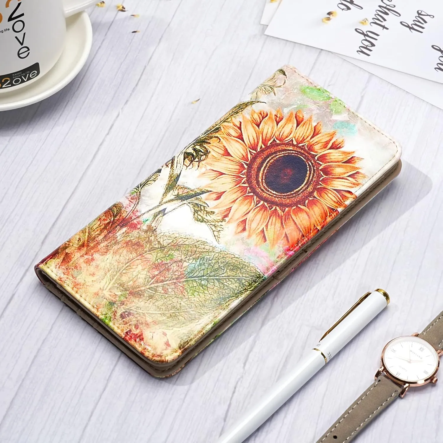 APHISON Wallet Women Ultra Slim Thin Leather Womens Wallet RFID Blocking Credit Card Holder Bifold Clutch Long Ladies Billfold