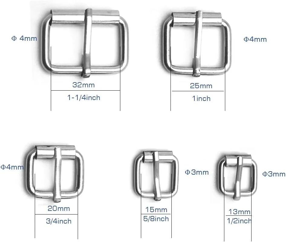 Assorted Multi-Purpose Metal Roller Buckles Belts Hardware Pin Buckle for Bags Leather Belt