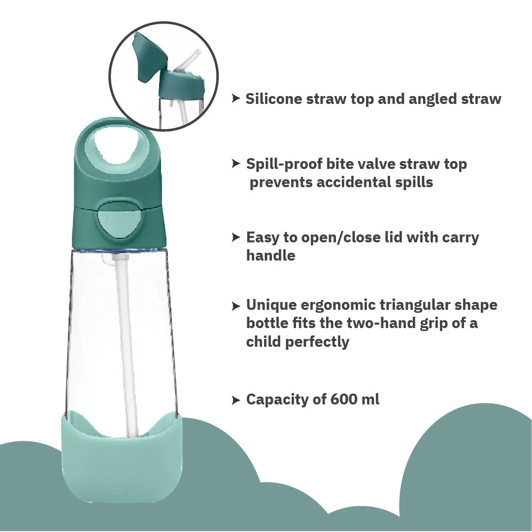 b.box Tritan straw Drink Bottle 600ml  Emerald Forest Green
