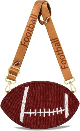 Beaded Sports Purse for Women Baseball Football Crossbody Purse Game Day Shoulder Bag Football Baseball Mom Fans Gifts