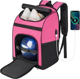 Bowling Backpack, Single Bowling Ball Bag with Shoe Bag Up to Size 16, Bowling Accessories Gifts for Bowling Lovers,Bowling Bag with Padded Ball Holder(BLACK)