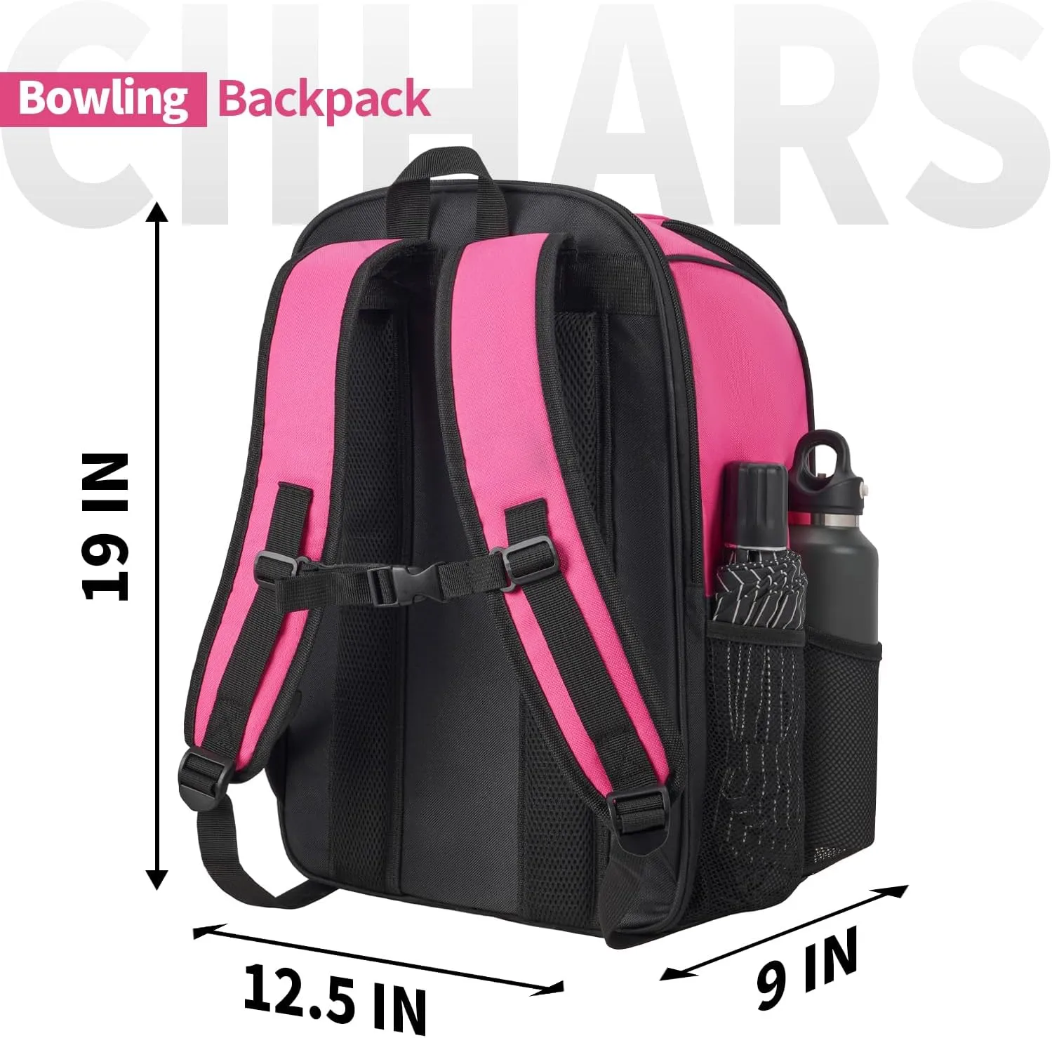 Bowling Backpack, Single Bowling Ball Bag with Shoe Bag Up to Size 16, Bowling Accessories Gifts for Bowling Lovers,Bowling Bag with Padded Ball Holder(BLACK)