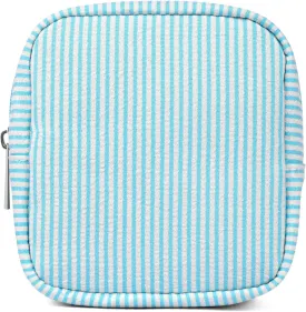 Breteil Small Makeup Bag for Purse Mini Cosmetic Bag with Slip-in Pockets Cute Travel Makeup Pouch for Women Friend Preppy Stuff - Blue