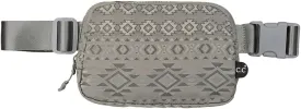 C.C Aztec Pattern Belt Bag - Fanny Pack & Crossbody Bag for Women - Fashion Waist Pack with Adjustable Strap - Gifts (Aztec Pattern - Lt. Grey)