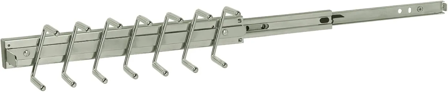 ClosetMaid SuiteSymphony Jewelry Slide Out Closet Organizer 14 Hooks, Wall Mount or Add On Accessory, Satin Nickel, Tie and Belt Rack