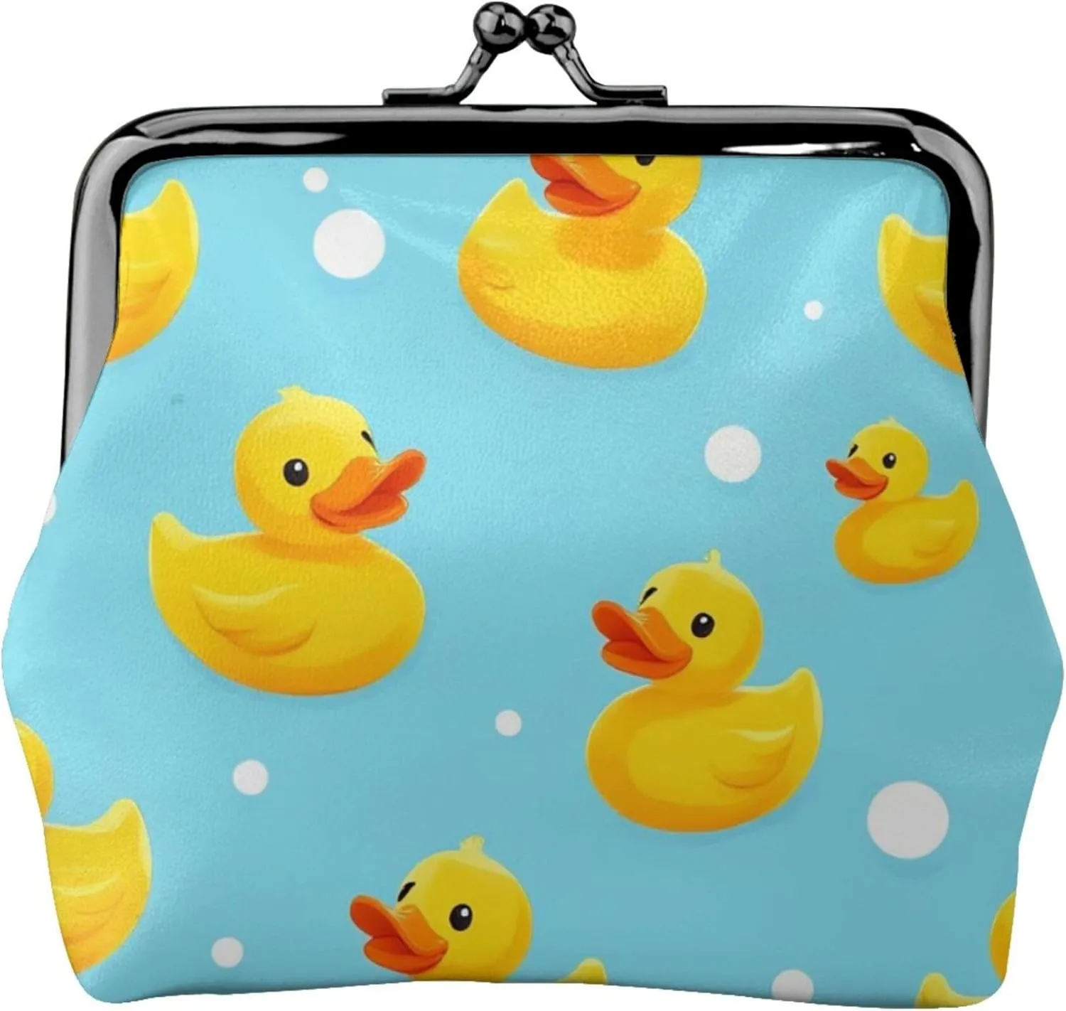 Cute Funny Blue Bubbles Yellow Rubber Ducks (1) Coin Purses Mini Wallets Purses For Favors Gifts
