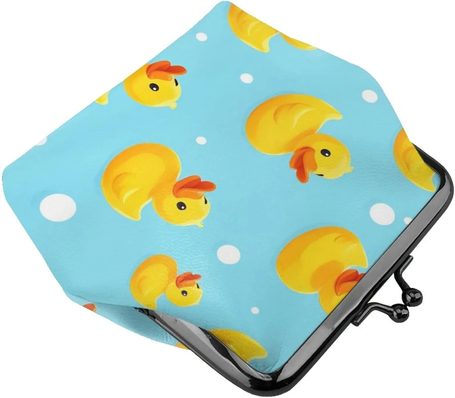 Cute Funny Blue Bubbles Yellow Rubber Ducks (1) Coin Purses Mini Wallets Purses For Favors Gifts