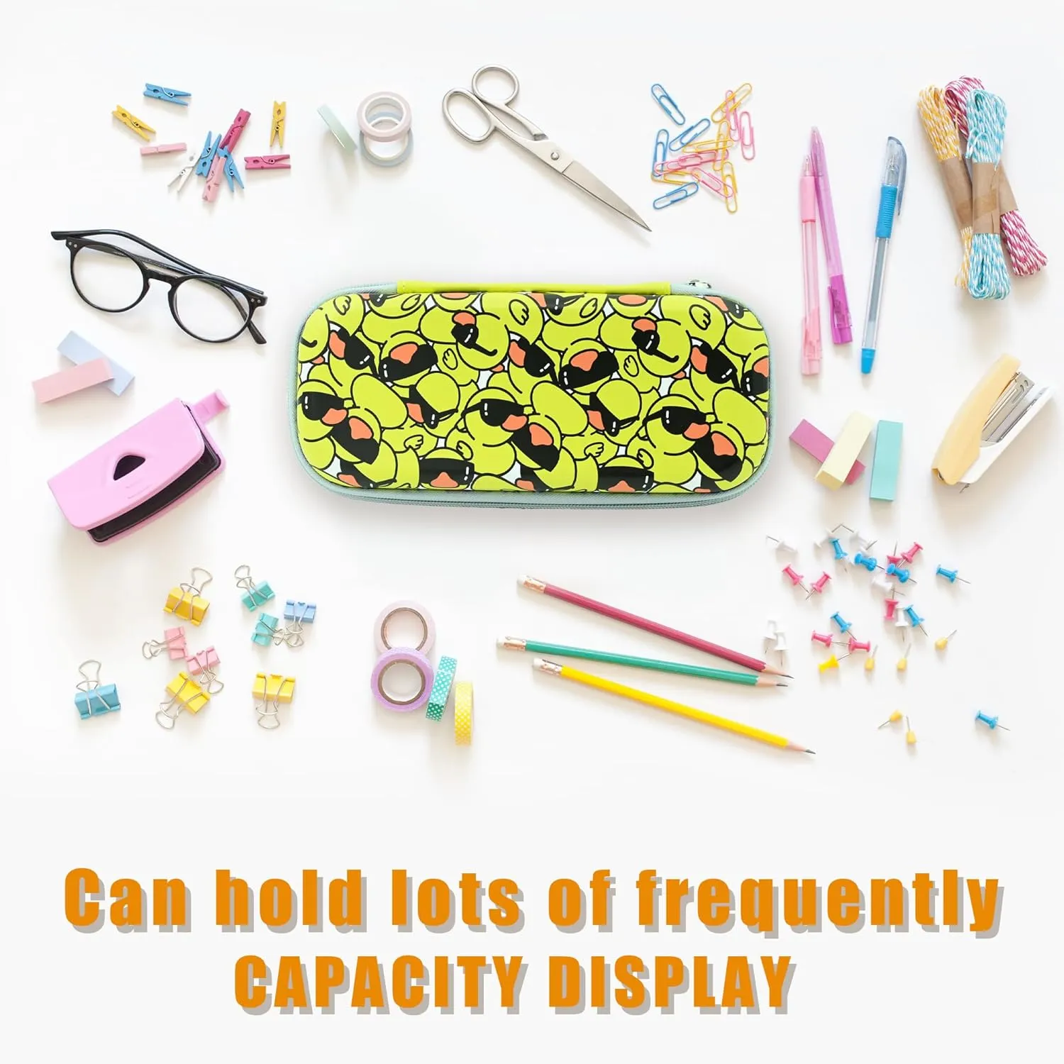 Duck Pencil Case Zip Pencil Box Multi Pouch Holder Desk Organizer For Boys Girls School Office