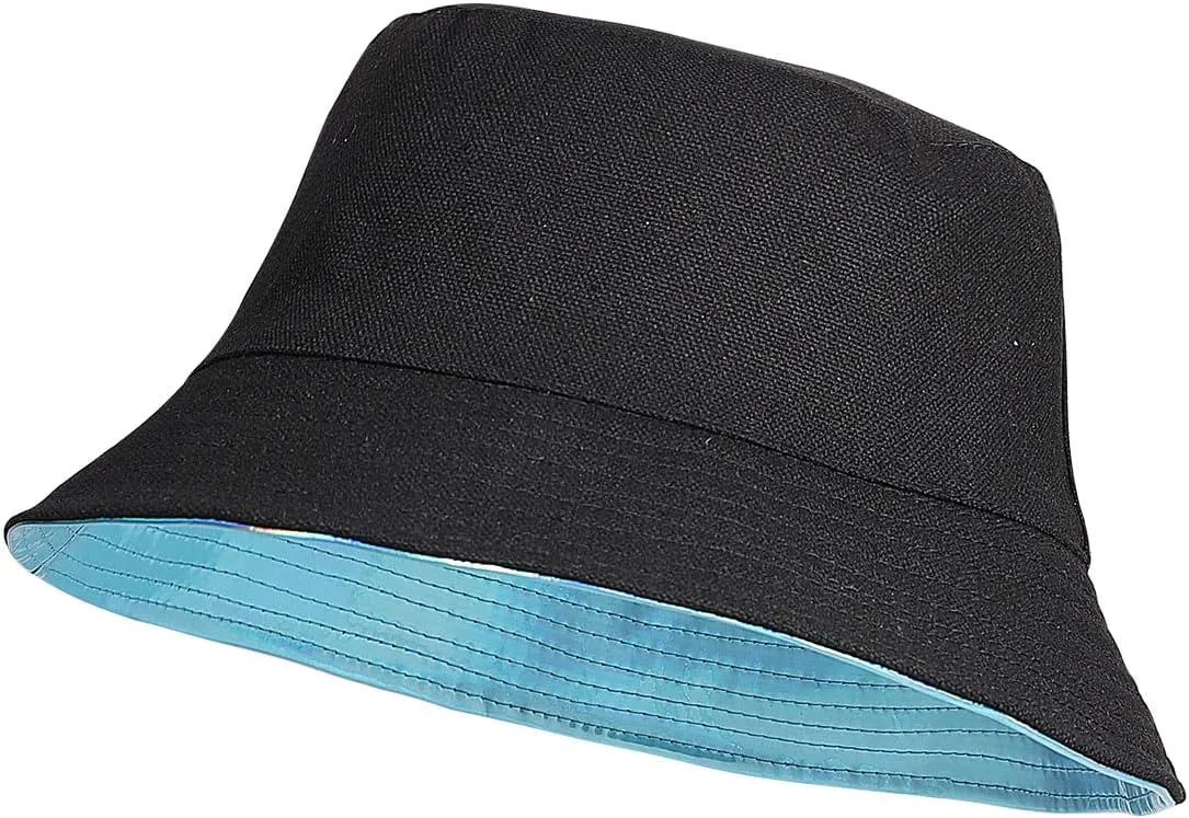 Eigso Unisex Fashionable Wild Camping Bucket Hat Sun Protection Flexible Fold Furry Metallic Finish