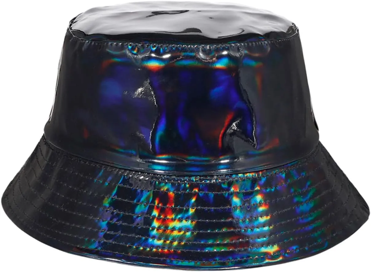 Eigso Unisex Fashionable Wild Camping Bucket Hat Sun Protection Flexible Fold Furry Metallic Finish