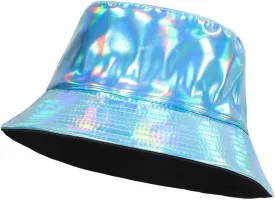 Eigso Unisex Fashionable Wild Camping Bucket Hat Sun Protection Flexible Fold Furry Metallic Finish