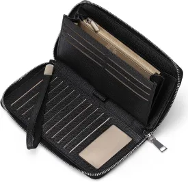 GOIACII Womens Wallet RFID Blocking Leather Zip Around Wallet Large Capacity Long Purse Credit Card Clutch Wristlet
