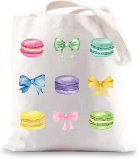 JNIAP Macaron Tote Bag Macaron Lover Gifts Parisian French Dessert Lovers Gifts Macaron Baker Tote Bag