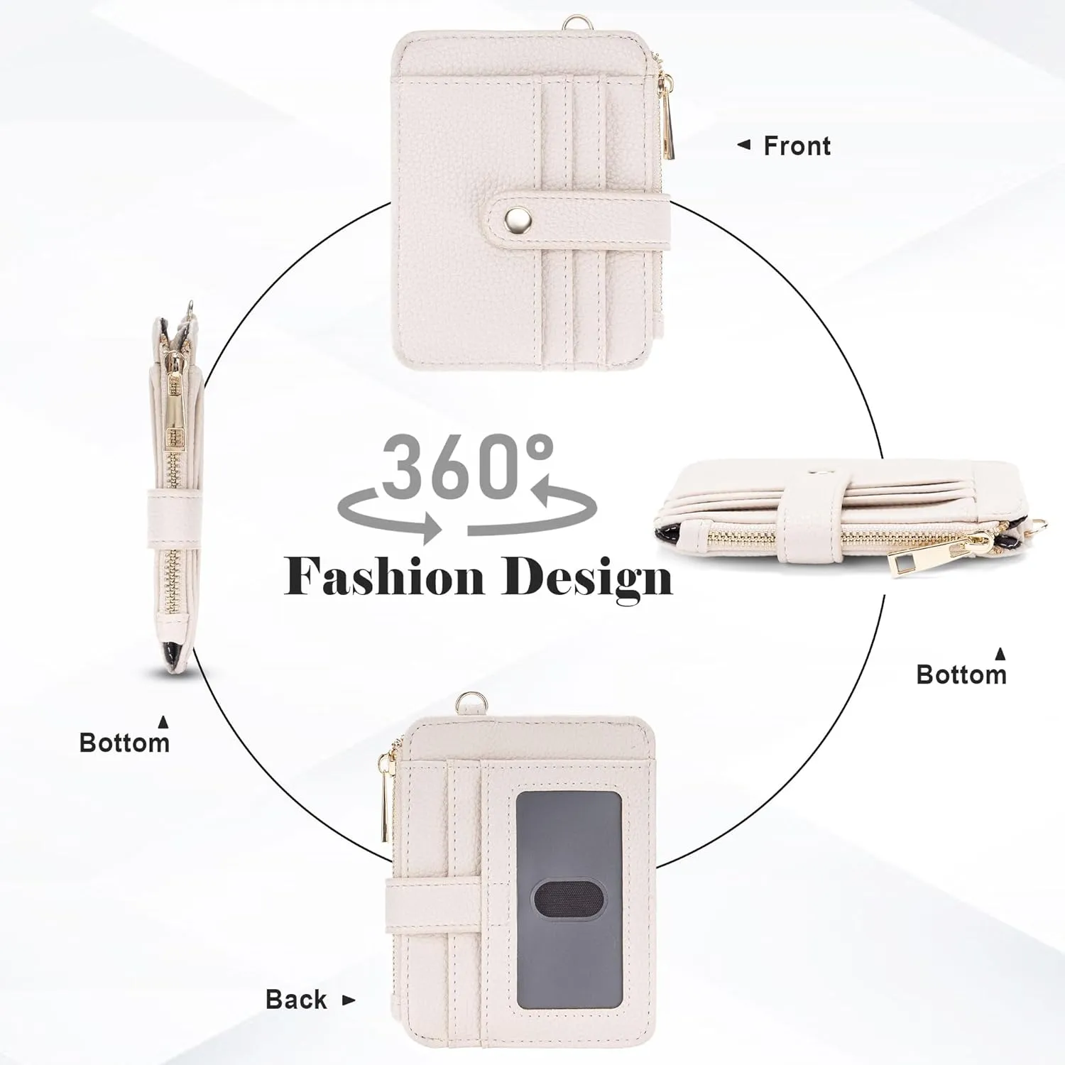 Keychain Wallet with Bracelet RFID Blocking Wristlet Credit Purse Card Holder, Silicone Bead Tassel Key Ring for Women