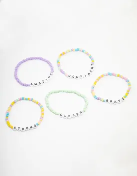 Kids Bead Brave Word Stretch Bracelet 5-Pack