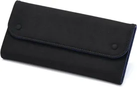 Leather Travel Jewelry Organizer Bag Foldable Jewelry Case with Tangle-Free Pouch, Expandable Jewelry Roll Organizer for Necklaces, Earrings, Rings Storage for Travel Accessories(Black Blue)
