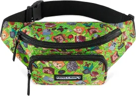 Minecraft Boys Fashion Waist Pack with Adjustable Strap, Creeper Travel Bag - Gamer Gifts (Multi)