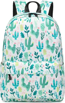 MIRLEWAIY 15.7 inch Kids Travel Backpack for School Girls Elementary, Cactus