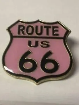 Popular Enamel Lapel pins - US Route 66 Pink Lapel PIN HAT TAC New - Fashion Pins and Brooches