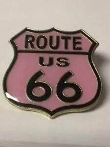 Popular Enamel Lapel pins - US Route 66 Pink Lapel PIN HAT TAC New - Fashion Pins and Brooches