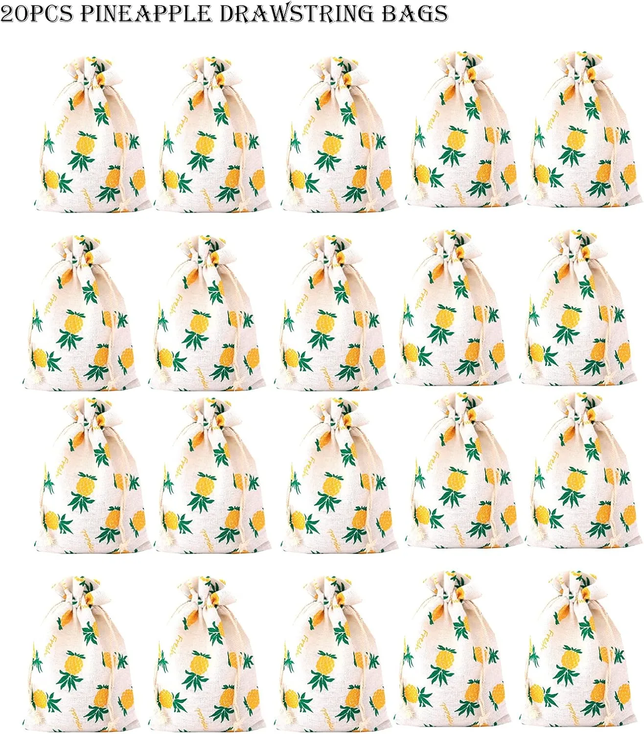 RIGHTA TECH Pineapple Gift Treat Bags Drawstring Gift Bag Pineapple Favor Bag for Wedding Bridal Shower Birthday Party Hawaiian Luau,Summer Beach Tropical Party Decorations