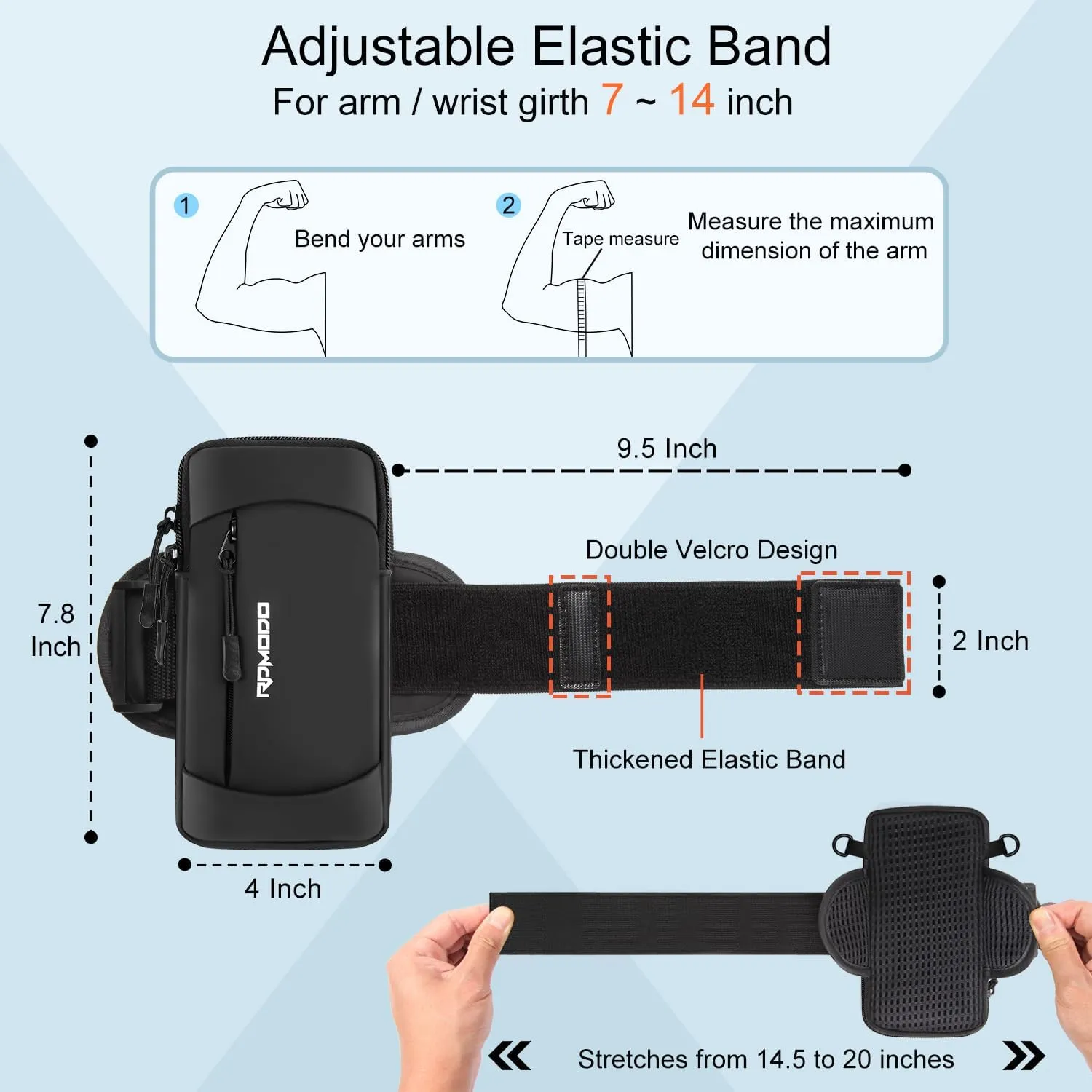 Running Armband Phone Holder & Crossbody Shoulder Bag, Arm Band for Phone for Running Walking, Waterproof Phone Pouch for iPhone 16 15 14 13 Pro Max Samsung Galaxy 7.5 InchCrossbody Bag Black