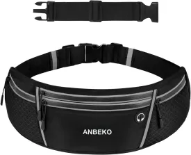 Running belt for Men Women with Extender Large Capacity Runner Waist Pack with 4 PocketsHiking Travel Camp Running Workout Belt BagReflective No Bounce Waist BagEasy Carry Large Phones black