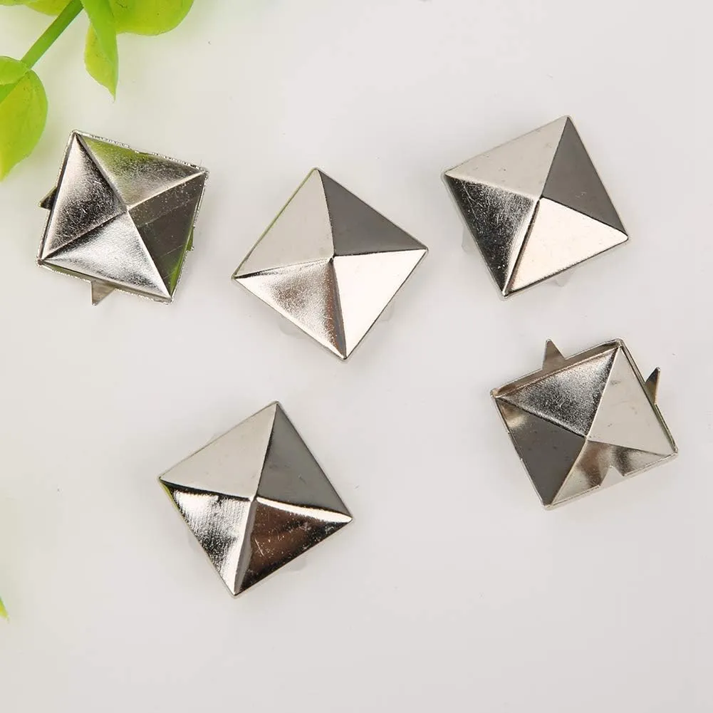 Spike Rivets,100 Sets Leathercraft Pyramid Spike Studs Bag Leather Clothing Shoes Belt DIY Decoration Accessories Pyramid Studs for Bracelets Handbag (12MM)
