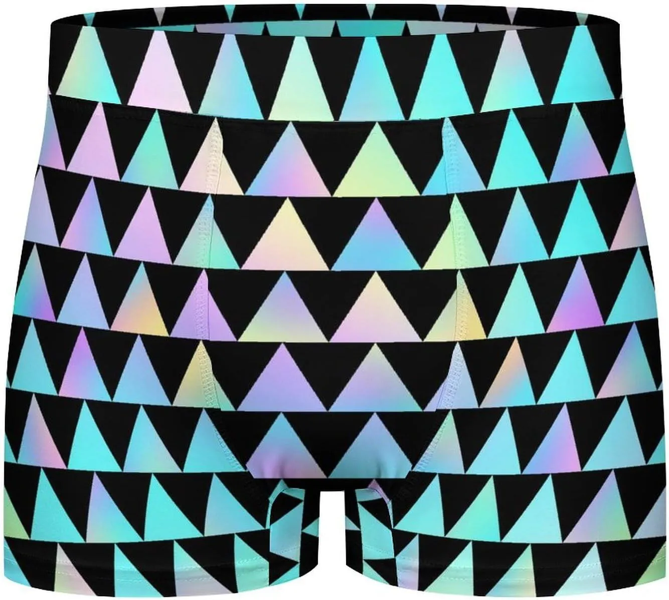 Triangle Grid Print Mens Underwear, Soft Boxers for Men, Moisture-Wicking Breathable Boxer Briefs