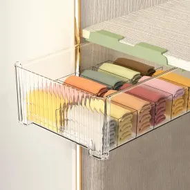 Underwear Organizer Drawer for Closet, 12 Cells Under Shelf Basket with Detachable Divider, Closet Organizer and Storage Box for Bras, Socks, Ties, Belts (Hanging Style, Green, 1 Pcs)