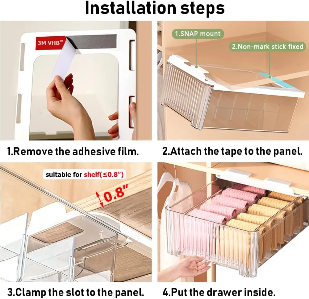 Underwear Organizer Drawer for Closet, 12 Cells Under Shelf Basket with Detachable Divider, Closet Organizer and Storage Box for Bras, Socks, Ties, Belts (Hanging Style, Green, 1 Pcs)