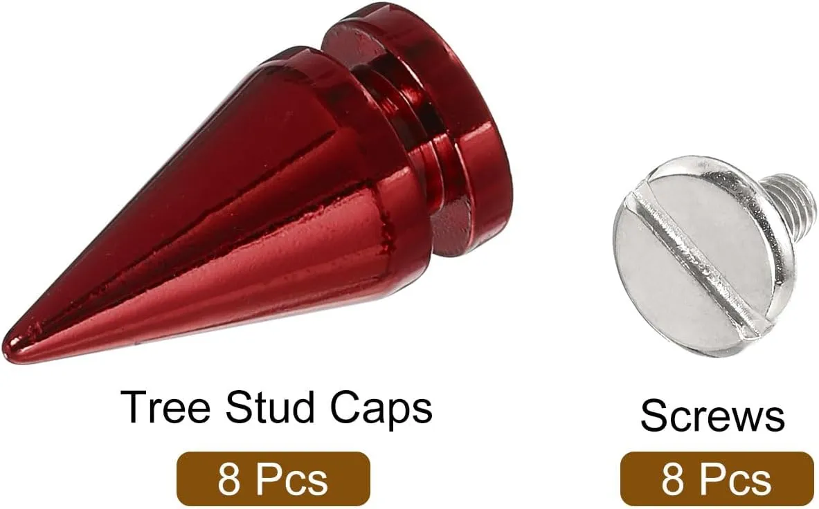uxcell 8Pcs Cone Spike Stud Rivet, 10x20mm Screw Back Tree Studs and Spikes for Leather Craft, Clothing, Shoes, Belts, Bags (Bright Red)