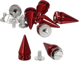 uxcell 8Pcs Cone Spike Stud Rivet, 10x20mm Screw Back Tree Studs and Spikes for Leather Craft, Clothing, Shoes, Belts, Bags (Bright Red)