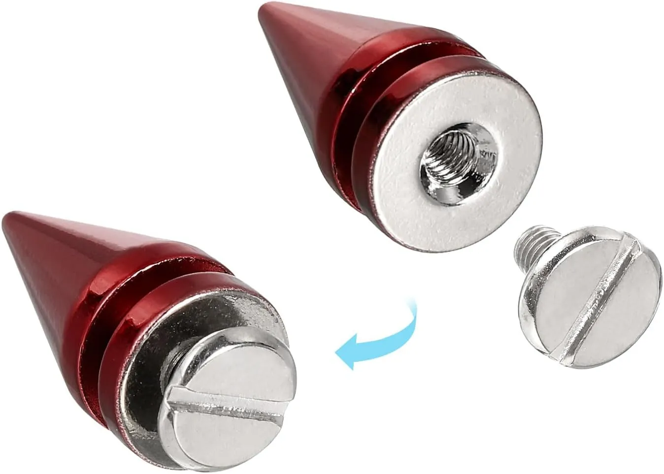 uxcell 8Pcs Cone Spike Stud Rivet, 10x20mm Screw Back Tree Studs and Spikes for Leather Craft, Clothing, Shoes, Belts, Bags (Bright Red)