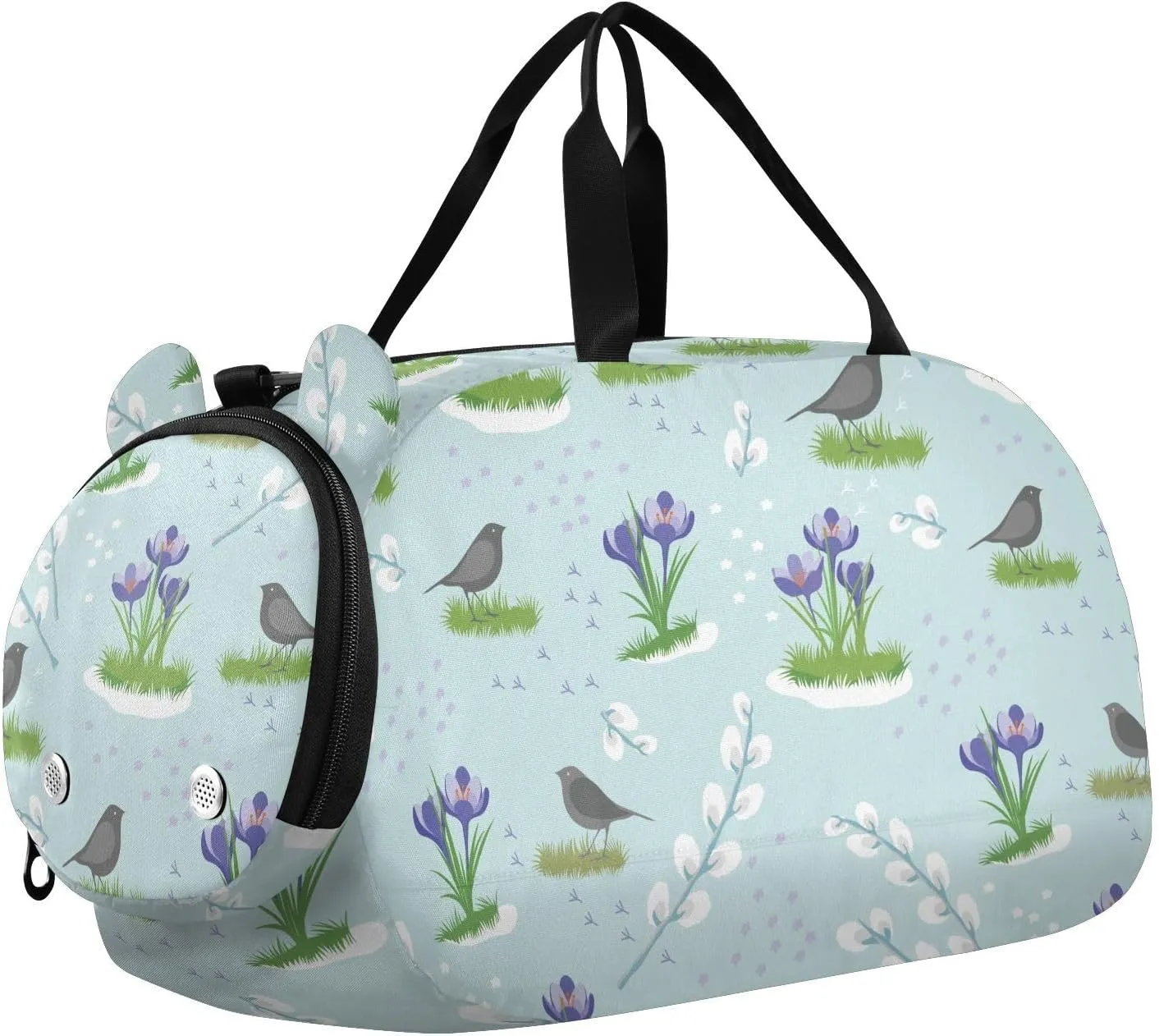 VIGTRO Rooks Willow Crocuses Kids Overnight Travel Duffel Bag Sport Gym Bag for Boys Girls with Shoe Compartment, Carry On Weekender Luggage Bag for Dance Swim Yoga