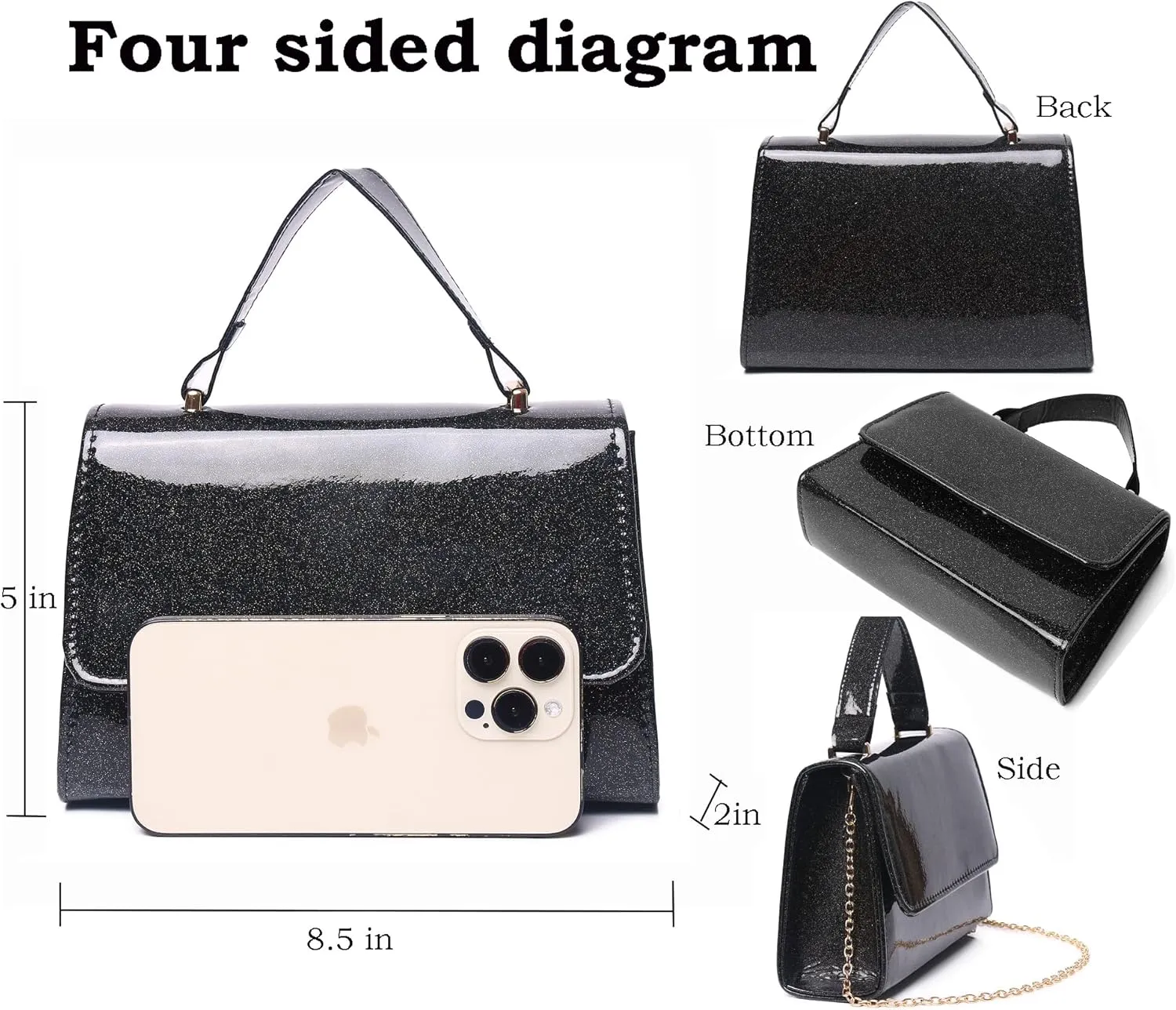Women's Glittering Evening Bag Party Clutches Wedding Purses Cocktail Prom Handbags
