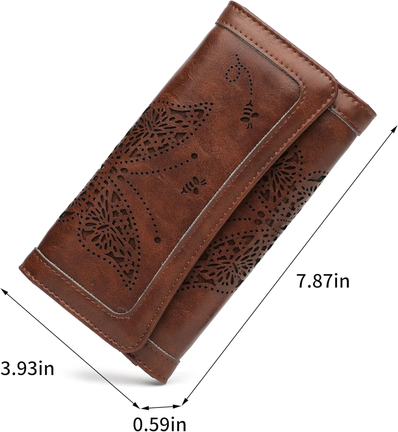 Womens Wallets RFID Blocking Leather Clutch Long Wallet for Women Card Holder Phone Organizer Ladies Travel Purses Brown