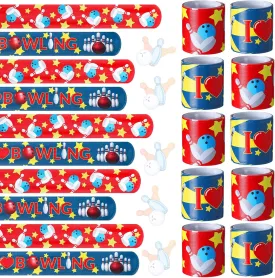 Zhanmai 24 Pcs Bowling Party Favors for Kids Bowling Slap Bracelets Colorful PVC Bracelets Wristbands Toys Kids Teens Birthday Party Favors Children's Day Gifts Supplies